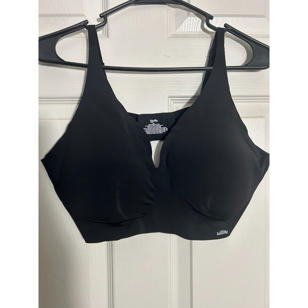Kindly Yours Women's Black Wireless Deep V Plunge Bra XXL